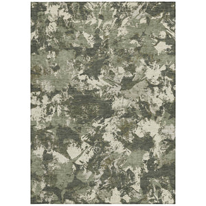 Homeroots 3' Beige Brown And Green Floral Washable Area Rug For Indoor And Outdoor Spaces, Durable Design 8' X 10' Polyester 592188