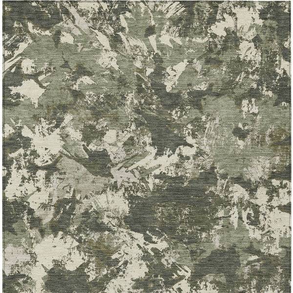 Homeroots 3' Beige Brown And Green Floral Washable Area Rug For Indoor And Outdoor Spaces, Durable Design 10' X 14' Polyester 592190