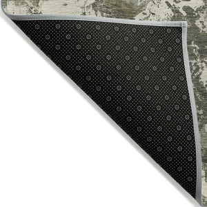 Homeroots 3' Beige Brown And Green Floral Washable Area Rug For Indoor And Outdoor Spaces, Durable Design 10' X 14' Polyester 592190