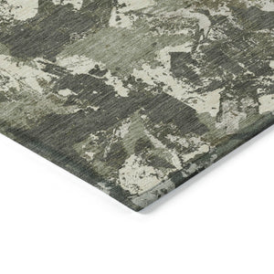 Homeroots 3' Beige Brown And Green Floral Washable Area Rug For Indoor And Outdoor Spaces, Durable Design 10' X 14' Polyester 592190