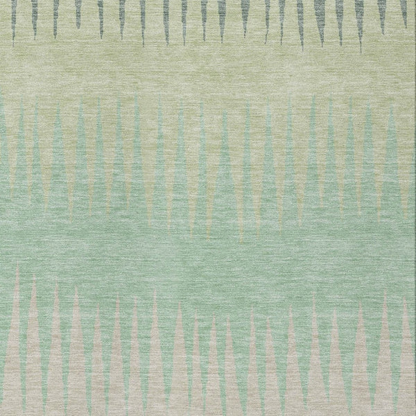Homeroots 3' Artichoke Green Beige Brown Striped Washable Rug - Perfect For Indoor And Outdoor Spaces 5' X 8' Polyester 592192