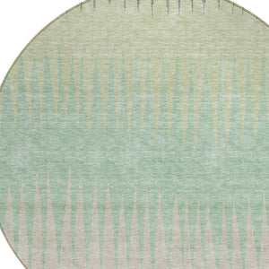 Homeroots 3' Artichoke Green Beige Brown Striped Washable Rug - Perfect For Indoor And Outdoor Spaces 8' Round Polyester 592193