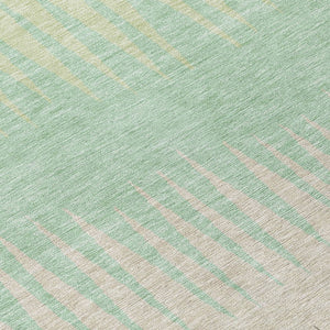 Homeroots 3' Artichoke Green Beige Brown Striped Washable Rug - Perfect For Indoor And Outdoor Spaces 8' Round Polyester 592193