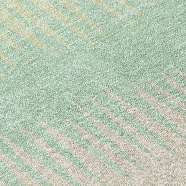 Homeroots 3' Artichoke Green Beige Brown Striped Washable Rug - Perfect For Indoor And Outdoor Spaces 8' Round Polyester 592193