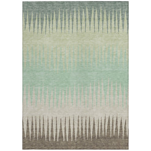 Homeroots 3' Artichoke Green Beige Brown Striped Washable Rug - Perfect For Indoor And Outdoor Spaces 8' X 10' Polyester 592194
