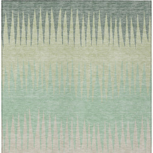 Homeroots 3' Artichoke Green Beige Brown Striped Washable Rug - Perfect For Indoor And Outdoor Spaces 8' X 10' Polyester 592194