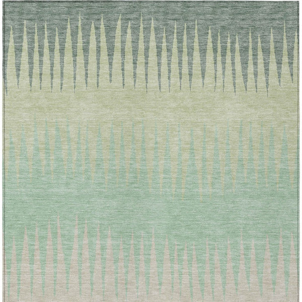 Homeroots 3' Artichoke Green Beige Brown Striped Washable Rug - Perfect For Indoor And Outdoor Spaces 8' X 10' Polyester 592194