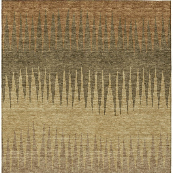 Homeroots 3' Artichoke Green Beige Brown Striped Washable Rug - Perfect For Indoor And Outdoor Spaces 3' X 5' Polyester 592197