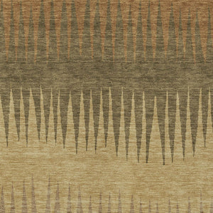 Homeroots 3' Artichoke Green Beige Brown Striped Washable Rug - Perfect For Indoor And Outdoor Spaces 5' X 8' Polyester 592198