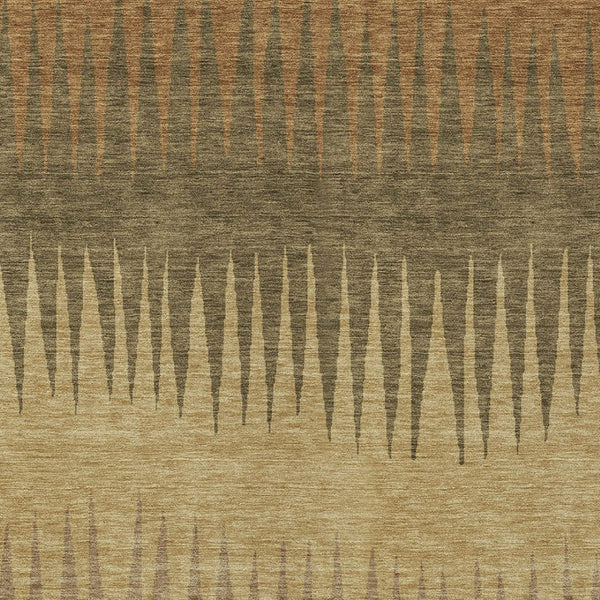 Homeroots 3' Artichoke Green Beige Brown Striped Washable Rug - Perfect For Indoor And Outdoor Spaces 5' X 8' Polyester 592198