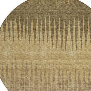 Homeroots 3' Artichoke Green Beige Brown Striped Washable Rug - Perfect For Indoor And Outdoor Spaces 8' Round Polyester 592199