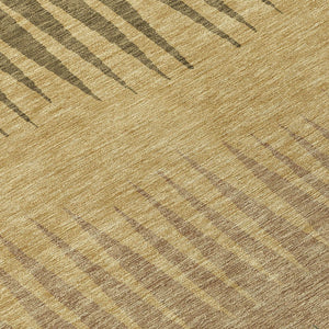 Homeroots 3' Artichoke Green Beige Brown Striped Washable Rug - Perfect For Indoor And Outdoor Spaces 8' Round Polyester 592199