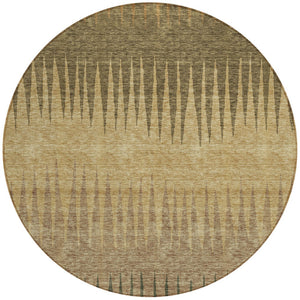Homeroots 3' Artichoke Green Beige Brown Striped Washable Rug - Perfect For Indoor And Outdoor Spaces 8' Round Polyester 592199