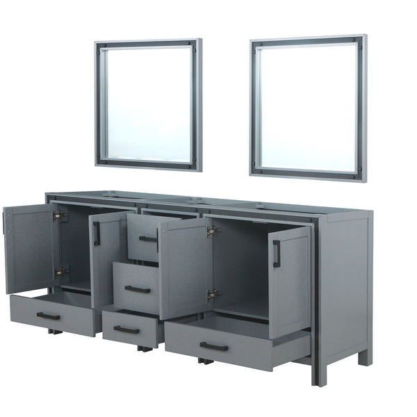 English Elm Dark Grey Double Bath Vanity 80" W With 30" Mirrors - Elegant Storage & Durable Design For Bathrooms B2731S00587