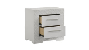 English Elm Blanca Modern 2-Drawer Nightstand in High-Gloss Lacquer White with Quilted Texture, Plush Lined Drawers B009P243271