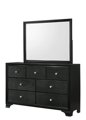 English Elm 1pc Glam Seven-Drawer Dresser with Embossed Crocodile Finish, Felt-Lined Top Drawers & Dovetail Craftsmanship Black 62.4 L x 20.4 W x 41.3 H B011P217897