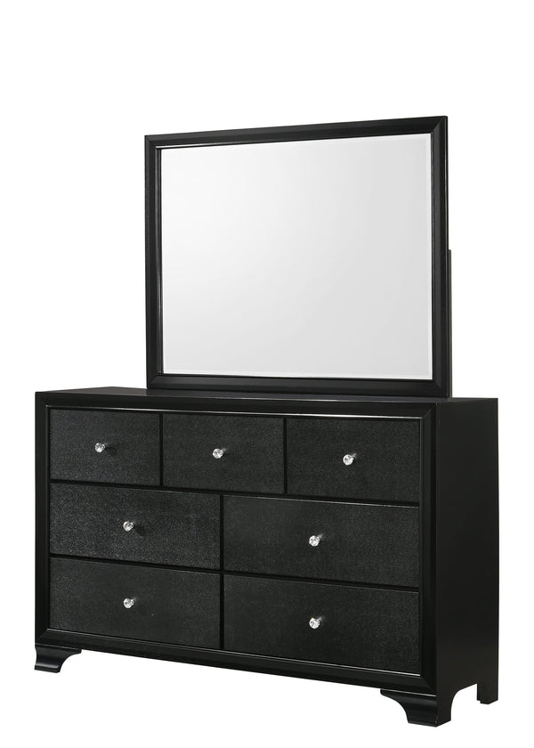 English Elm 1pc Glam Seven-Drawer Dresser with Embossed Crocodile Finish, Felt-Lined Top Drawers & Dovetail Craftsmanship Black 62.4 L x 20.4 W x 41.3 H B011P217897