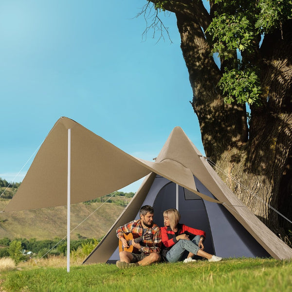 English Elm Outsunny Teepee Camping Tent Waterproof Oxford Fabric Porch Canopy for 3 Person Hiking W2225P200924