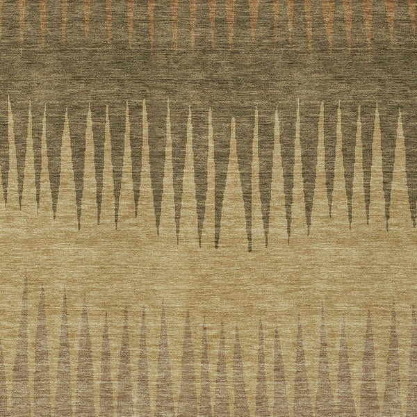 Homeroots 3' Artichoke Green Beige Brown Striped Washable Rug - Perfect For Indoor And Outdoor Spaces 8' X 10' Polyester 592200