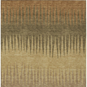 Homeroots 3' Artichoke Green Beige Brown Striped Washable Rug - Perfect For Indoor And Outdoor Spaces 9' X 12' Polyester 592201