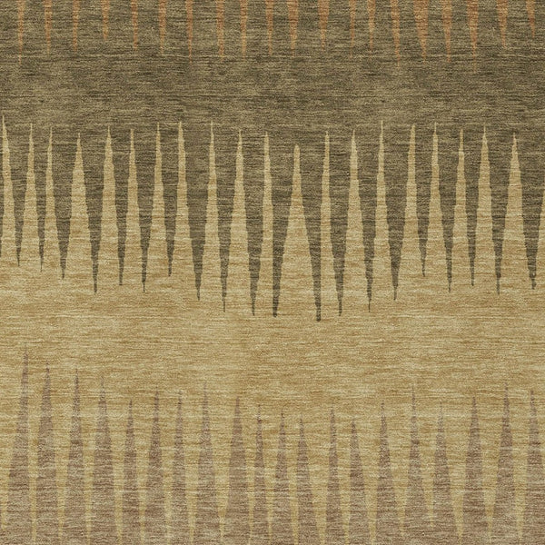 Homeroots 3' Artichoke Green Beige Brown Striped Washable Rug - Perfect For Indoor And Outdoor Spaces 9' X 12' Polyester 592201