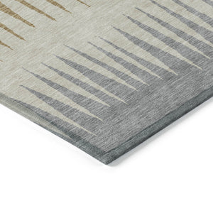 Homeroots 3' Artichoke Green Beige Brown Striped Washable Rug - Perfect For Indoor And Outdoor Spaces 5' X 8' Polyester 592204
