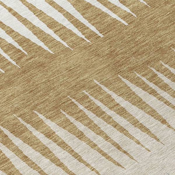 Homeroots 3' Artichoke Green Beige Brown Striped Washable Rug - Perfect For Indoor And Outdoor Spaces 8' Round Polyester 592205