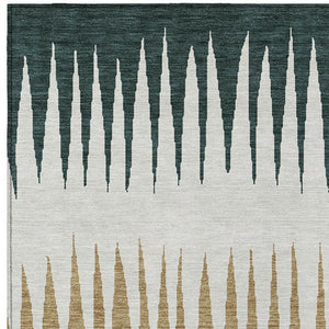 Homeroots 3' Artichoke Green Beige Brown Striped Washable Rug - Perfect For Indoor And Outdoor Spaces 10' X 14' Polyester 592208