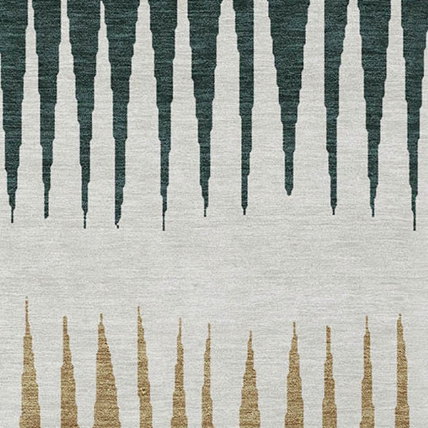 Homeroots 3' Artichoke Green Beige Brown Striped Washable Rug - Perfect For Indoor And Outdoor Spaces 10' X 14' Polyester 592208