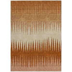 Homeroots 3' Artichoke Green Beige Brown Striped Washable Rug - Perfect For Indoor And Outdoor Spaces 5' X 8' Polyester 592210