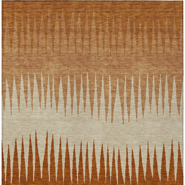 Homeroots 3' Artichoke Green Beige Brown Striped Washable Rug - Perfect For Indoor And Outdoor Spaces 5' X 8' Polyester 592210