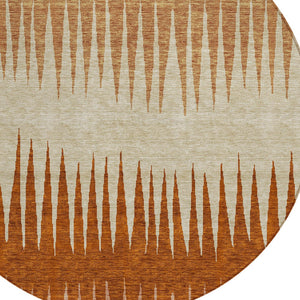 Homeroots 3' Artichoke Green Beige Brown Striped Washable Rug - Perfect For Indoor And Outdoor Spaces 8' Round Polyester 592211