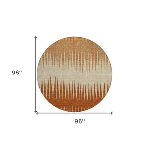 Homeroots 3' Artichoke Green Beige Brown Striped Washable Rug - Perfect For Indoor And Outdoor Spaces 8' Round Polyester 592211