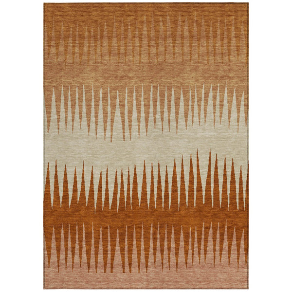 Homeroots 3' Artichoke Green Beige Brown Striped Washable Rug - Perfect For Indoor And Outdoor Spaces 8' X 10' Polyester 592212