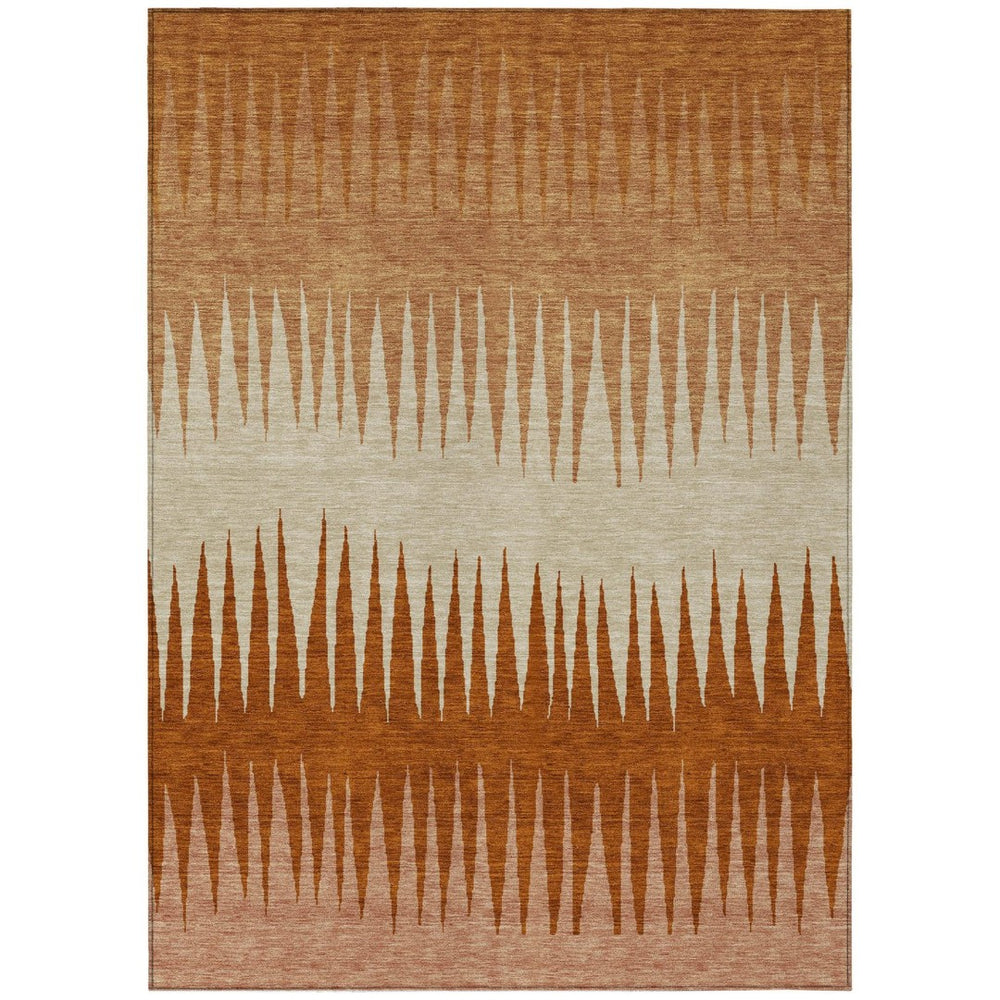 HomeRoots 9' Copper Brown and Beige Striped Area Rug – Durable, Washable, Indoor/Outdoor Design for Any Space 9' X 12' 592213