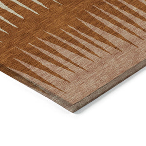 HomeRoots 9' Copper Brown and Beige Striped Area Rug – Durable, Washable, Indoor/Outdoor Design for Any Space 9' X 12' 592213