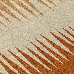 HomeRoots 9' Copper Brown and Beige Striped Area Rug – Durable, Washable, Indoor/Outdoor Design for Any Space 9' X 12' 592213
