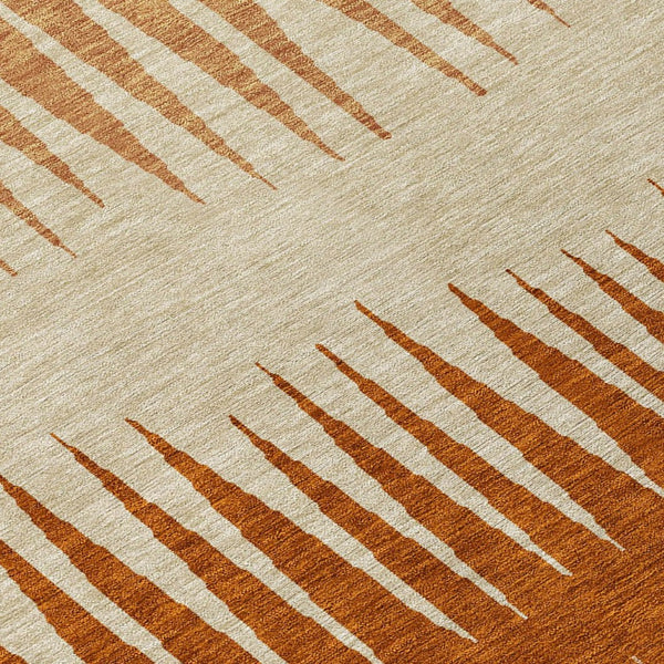 HomeRoots 9' Copper Brown and Beige Striped Area Rug – Durable, Washable, Indoor/Outdoor Design for Any Space 9' X 12' 592213
