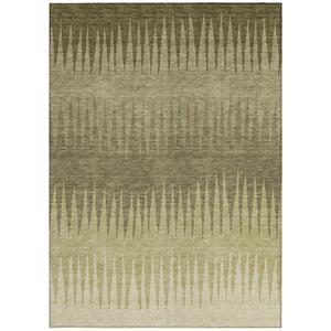 Homeroots 3' Artichoke Green Beige Brown Striped Washable Rug - Perfect For Indoor And Outdoor Spaces 3' X 5' Polyester 592215