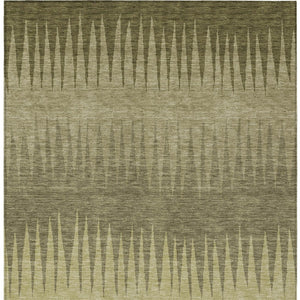 Homeroots 3' Artichoke Green Beige Brown Striped Washable Rug - Perfect For Indoor And Outdoor Spaces 5' X 8' Polyester 592216