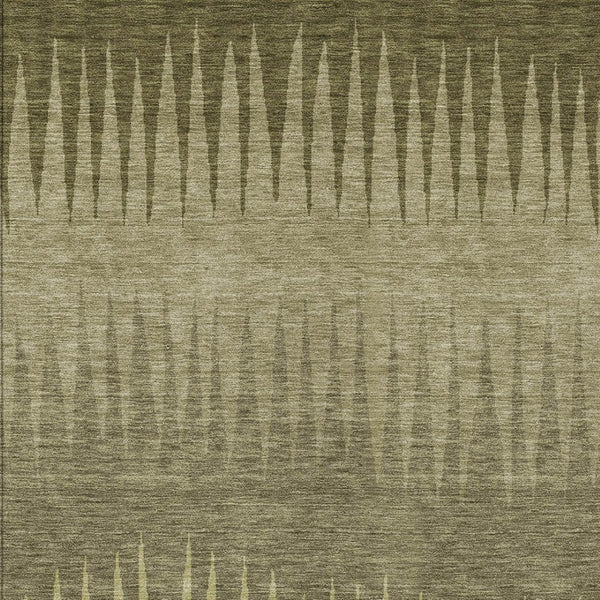 Homeroots 3' Artichoke Green Beige Brown Striped Washable Rug - Perfect For Indoor And Outdoor Spaces 5' X 8' Polyester 592216