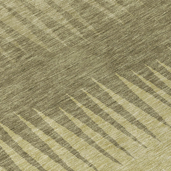 Homeroots 3' Artichoke Green Beige Brown Striped Washable Rug - Perfect For Indoor And Outdoor Spaces 8' Round Polyester 592217