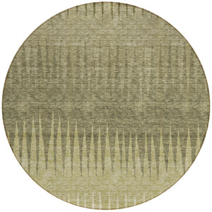 Homeroots 3' Artichoke Green Beige Brown Striped Washable Rug - Perfect For Indoor And Outdoor Spaces 8' Round Polyester 592217