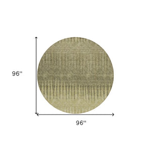 Homeroots 3' Artichoke Green Beige Brown Striped Washable Rug - Perfect For Indoor And Outdoor Spaces 8' Round Polyester 592217