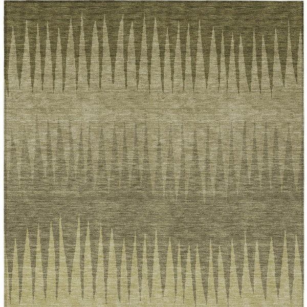 Homeroots 3' Artichoke Green Beige Brown Striped Washable Rug - Perfect For Indoor And Outdoor Spaces 8' X 10' Polyester 592218