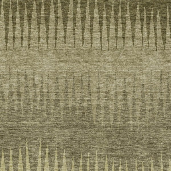 Homeroots 3' Artichoke Green Beige Brown Striped Washable Rug - Perfect For Indoor And Outdoor Spaces 8' X 10' Polyester 592218
