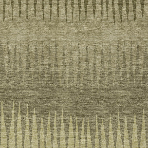 Homeroots 3' Artichoke Green Beige Brown Striped Washable Rug - Perfect For Indoor And Outdoor Spaces 10' X 14' Polyester 592220
