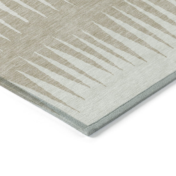 Homeroots 3' Artichoke Green Beige Brown Striped Washable Rug - Perfect For Indoor And Outdoor Spaces 3' X 5' Polyester 592221