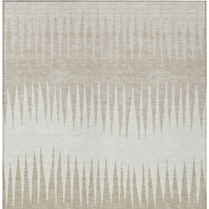 Homeroots 3' Artichoke Green Beige Brown Striped Washable Rug - Perfect For Indoor And Outdoor Spaces 3' X 5' Polyester 592221