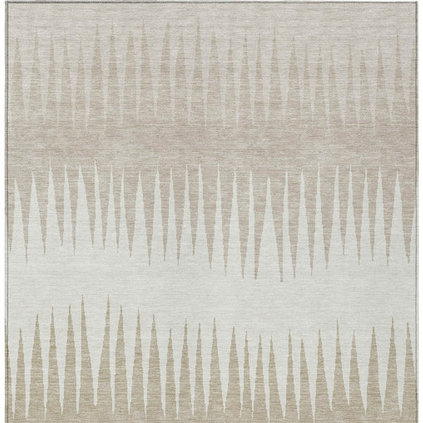 Homeroots 3' Artichoke Green Beige Brown Striped Washable Rug - Perfect For Indoor And Outdoor Spaces 5' X 8' Polyester 592222